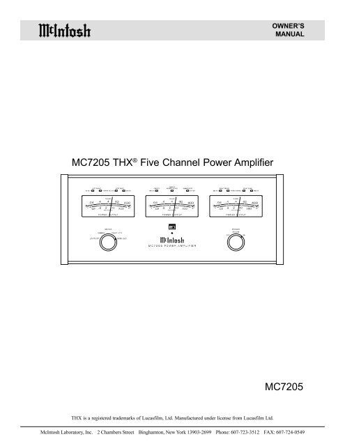 MC7205 MC7205 THXÂ® Five Channel Power Amplifier