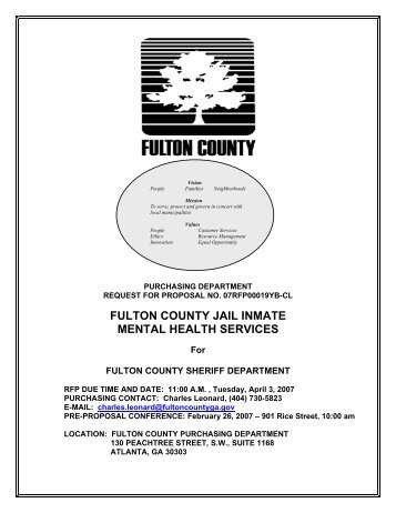 FULTON COUNTY JAIL INMATE MENTAL HEALTH SERVICES