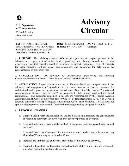 FAA Advisory Circular 150/5100-14D - ACConline.org