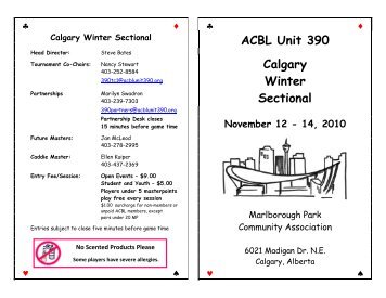 ACBL Unit 390 Calgary Winter Sectional