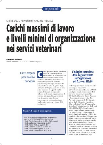 Carichi massimi di lavoro e livelli minimi di organizzazione ... - SIVeMP