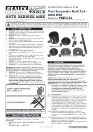 Sealey Front Control - Instruction Manual - Toolbox