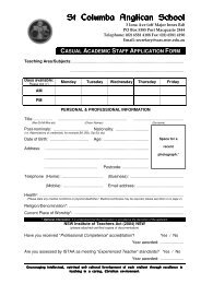 casual academic staff application form - St Columba Anglican School