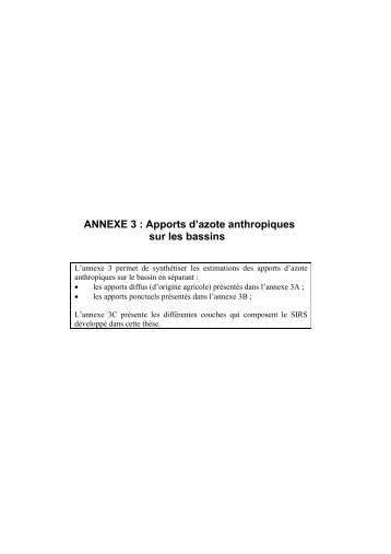 ANNEXE 3 : Apports d'azote anthropiques sur les bassins - TEL