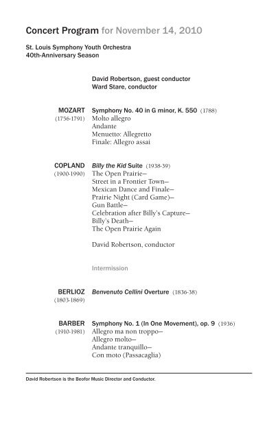 St Louis Youth Symphony Seating Chart