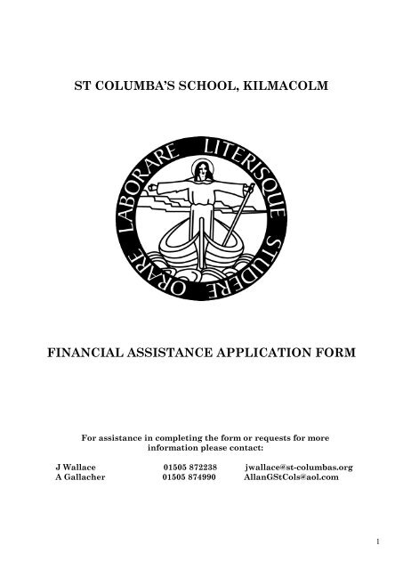 st columba's school, kilmacolm financial assistance application form