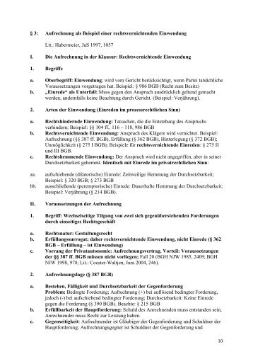 10 Ã‚Â§ 3: Aufrechnung als Beispiel einer ... - Dr. Klaus Richter