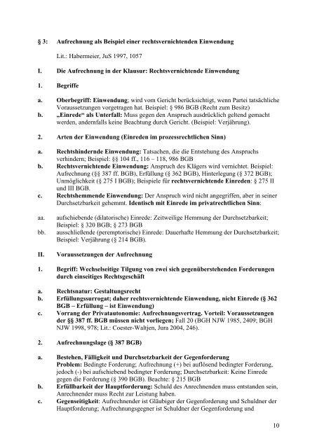 10 Ã‚Â§ 3: Aufrechnung als Beispiel einer ... - Dr. Klaus Richter