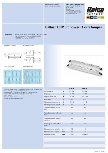 Ballast Lampholder BCPL - Relco Group