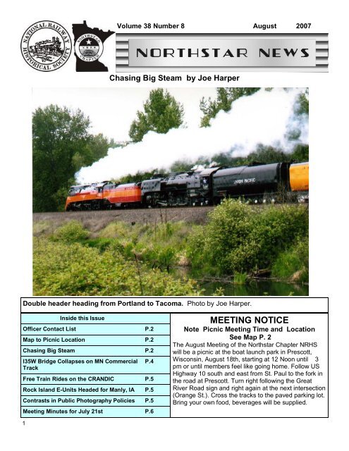 August - Northstar Chapter, National Railway Historical Society