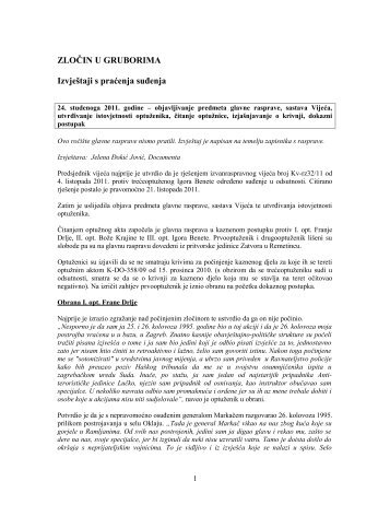 ZLOÄIN U GRUBORIMA IzvjeÅ¡taji s praÄenja suÄenja - Documenta
