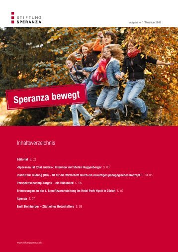 Ausgabe Nr. 1, Speranza bewegt - November ... - Stiftung Speranza