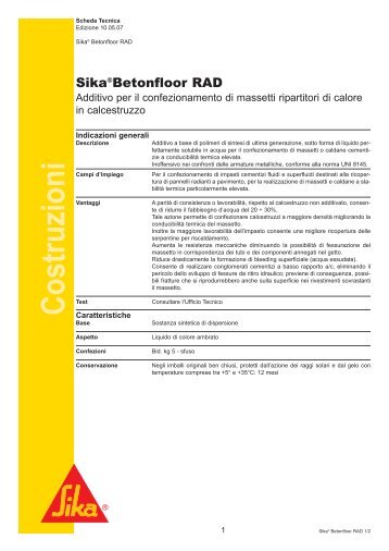 SikaÂ® Betonfloor RAD - Sika Italia SpA