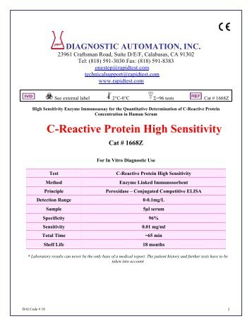 C-Reactive Protein (CRP) High Sensitivity ELISA kit - Diagnostic ...
