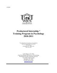 Predoctoral Internship * Training Program in Psychology 2010-2011