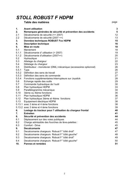 ROBUST F HDPM Instructions de service Chargeur frontal - Stoll