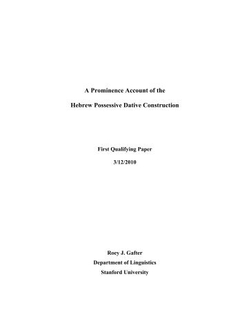 A Prominence Account of the Hebrew Possessive Dative Construction