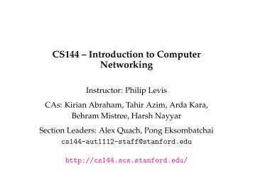 CS144 â Introduction to Computer Networking - Stanford Secure ...