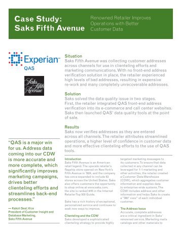 Case Study: Saks Fifth Avenue - QAS.com