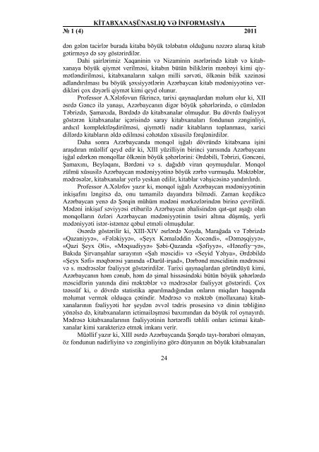 KitabxanaÅÃ¼naslÄ±q vÉ informasiya. 2010. â1 - BakÄ± DÃ¶vlÉt Universiteti