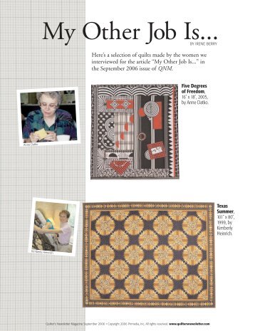 QNM Web Extra: My Other Job - Quilters Newsletter