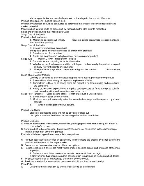 The Marketing Mix Chapter Outline Chapter 8 THE MARKETING MIX ...