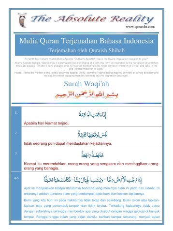 Mulia Quran Terjemahan Bahasa Indonesia Surah Waqi'ah