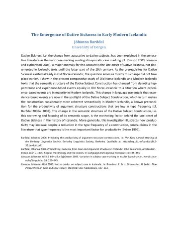 The Emergence of Dative Sickness in Early Modern Icelandic