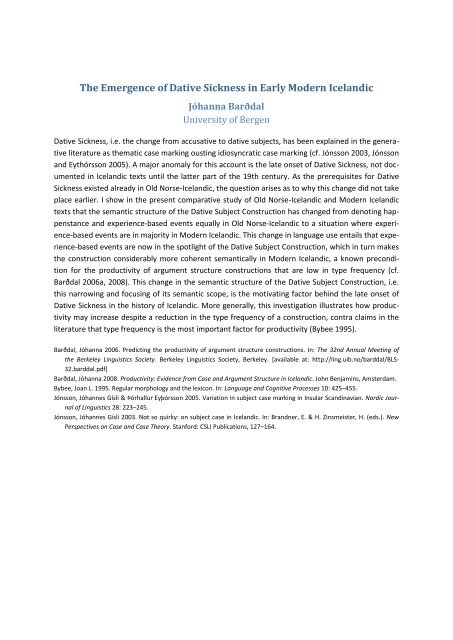 The Emergence of Dative Sickness in Early Modern Icelandic