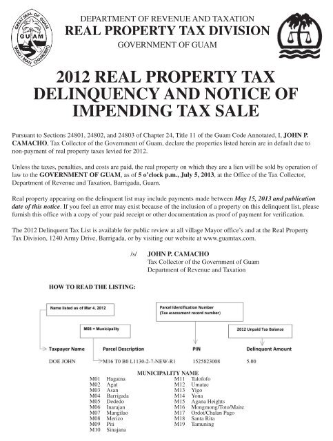 Martin Luther King Junior every day Seaside 2012 real property tax delinquency and notice of impending tax sale