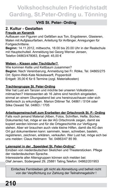 04841 / 8359-0, Fax: 04841 / 8359-58 - Volkshochschule Husum