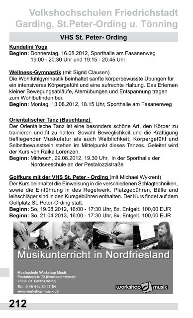 04841 / 8359-0, Fax: 04841 / 8359-58 - Volkshochschule Husum