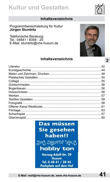 04841 / 8359-0, Fax: 04841 / 8359-58 - Volkshochschule Husum