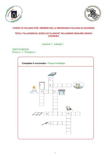 Completa il cruciverba â Popuni kriÅ¾aljku CORSO DI ITALIANO PER ...