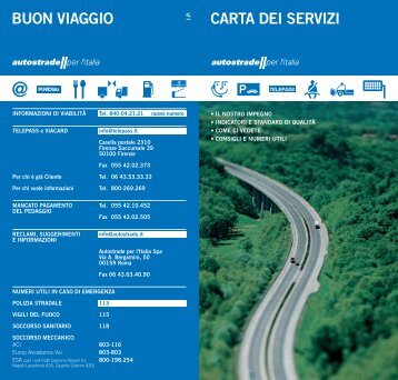 BUON VIAGGIO CARTA DEI SERVIZI - Autostrade Meridionali SpA