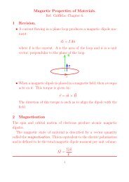 Magnetic Properties of Materials. Ref. Griffiths, Chapter 6. 1 Revision ...