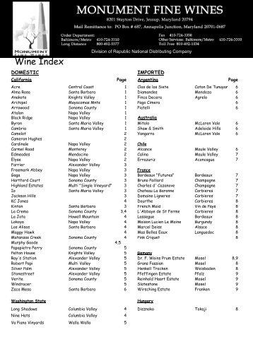 Wine Index - Monument Fine Wines