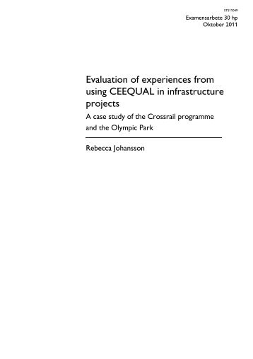 Evaluation of experiences from using CEEQUAL in ... - DiVA