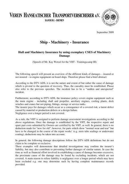 Ship - Machinery - Insurance - VHT