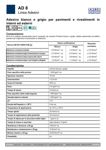 Scheda tecnica AD 8 - Fassa Bortolo