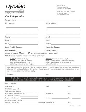 Credit Application.qxp - Dynalab Corp.