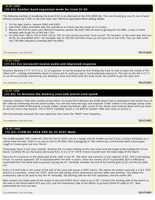 Modifications for the ICOM - RogerK