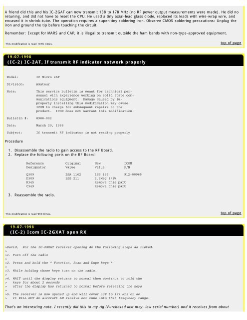 Modifications for the ICOM - RogerK