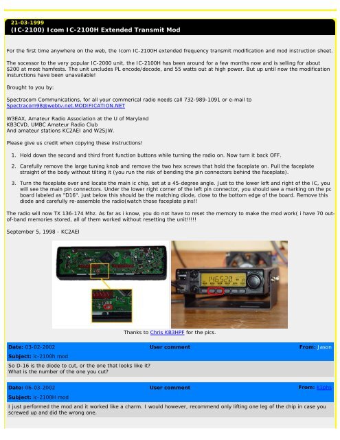 Modifications for the ICOM - RogerK