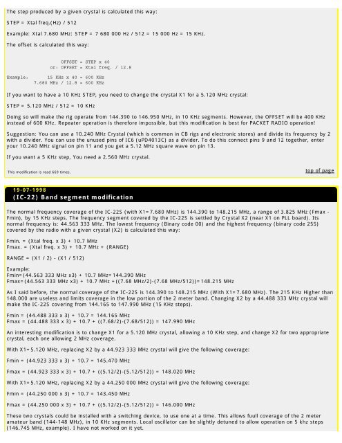 Modifications for the ICOM - RogerK