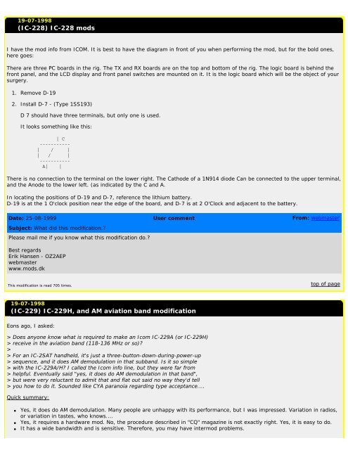 Modifications for the ICOM - RogerK