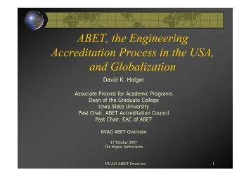 ABET, the Engineering Accreditation Process in the USA ... - NVAO