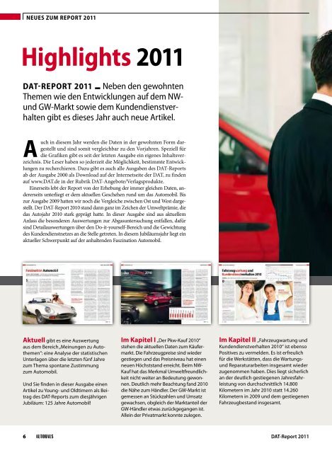 beilage mit autohaus 8/2011 im Netz - bei DAT Deutschland