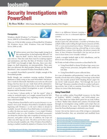 June 2012 - Security Investigations with PowerShell - Russ McRee