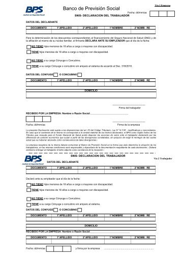 SNIS: DeclaraciÃ³n del trabajador - Formulario Ãºnico